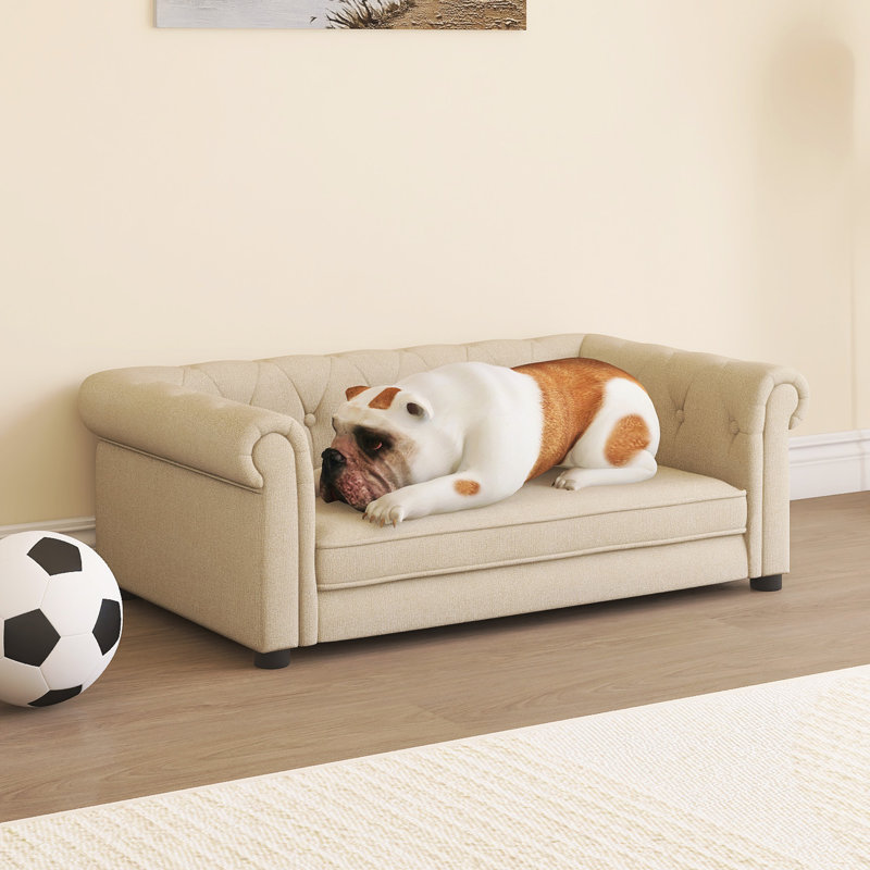 Lit rectangulaire pour petits et moyens chiens, Beige
