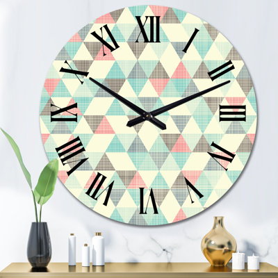 Multicolor Triangular Geometrics I - Patterned wall clock