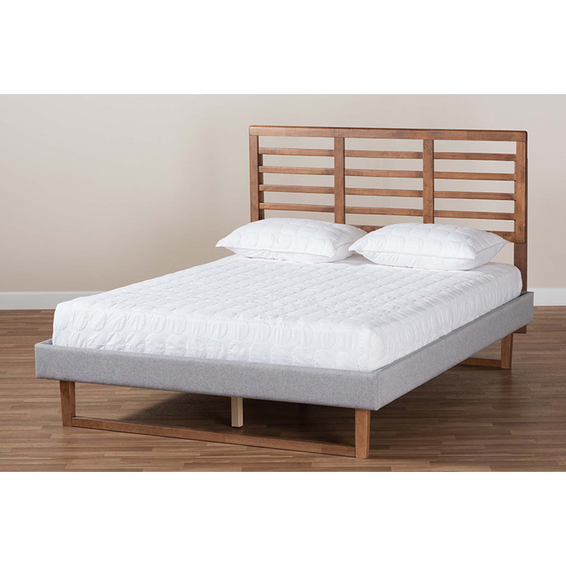 Conal Platform Bed, King, Light Gray/Ash walnut