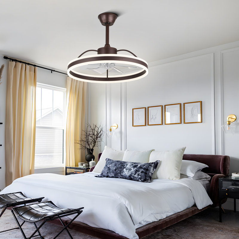 24'' Brown Ceiling Fan with Dimmable LED Light 3 Colour Tone, 6 Speed Quiet DC Motor, App and Remote Control, Bronze