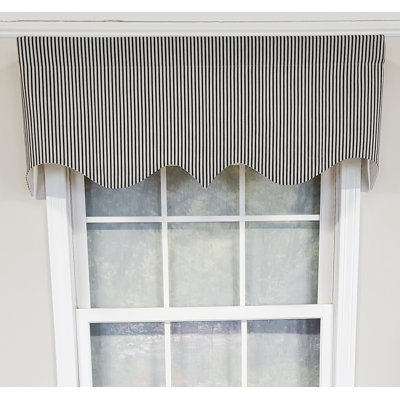 Ticking Cotton Blend Striped Scalloped Window Valance