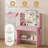 Small Makeup Vanity Desk, 29.5" W x 15.8" D x 51.2" H, (Smart LED Mirror, Hairdryer Rack, Power-Outlet, 5 Shelves, 2 Drawers)-236732556