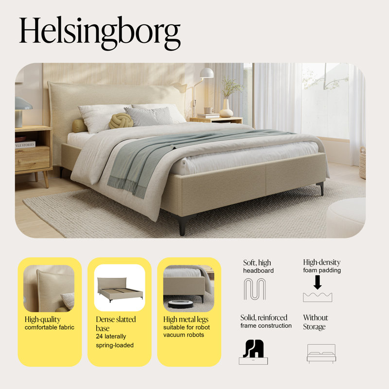 Tavarus Upholstered Bed, Beige, Double (4'6)