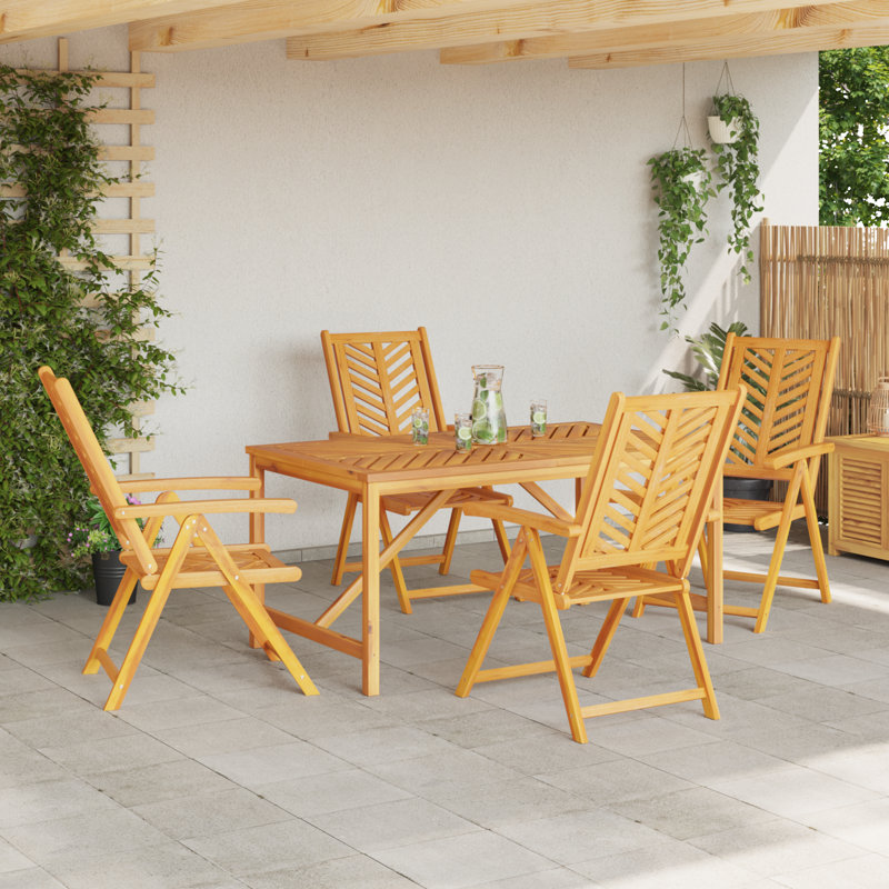 5 - Piece 4 - Person Outdoor Table Set, 74cm H x 150cm W x 90cm D