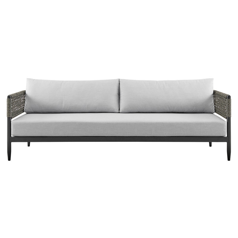 Corvin Aluminum And Rope Outdoor Sofa In Black And Gray