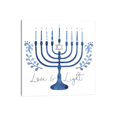 Indigo Hanukkah Collection A by Victoria Borges - Wrapped Canvas Gallery-Wrapped Canvas Giclée