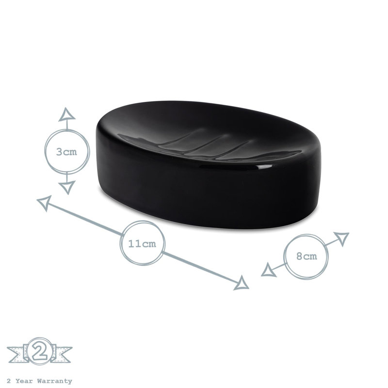 Harbour Housewares - Ceramic Soap Dish, Black