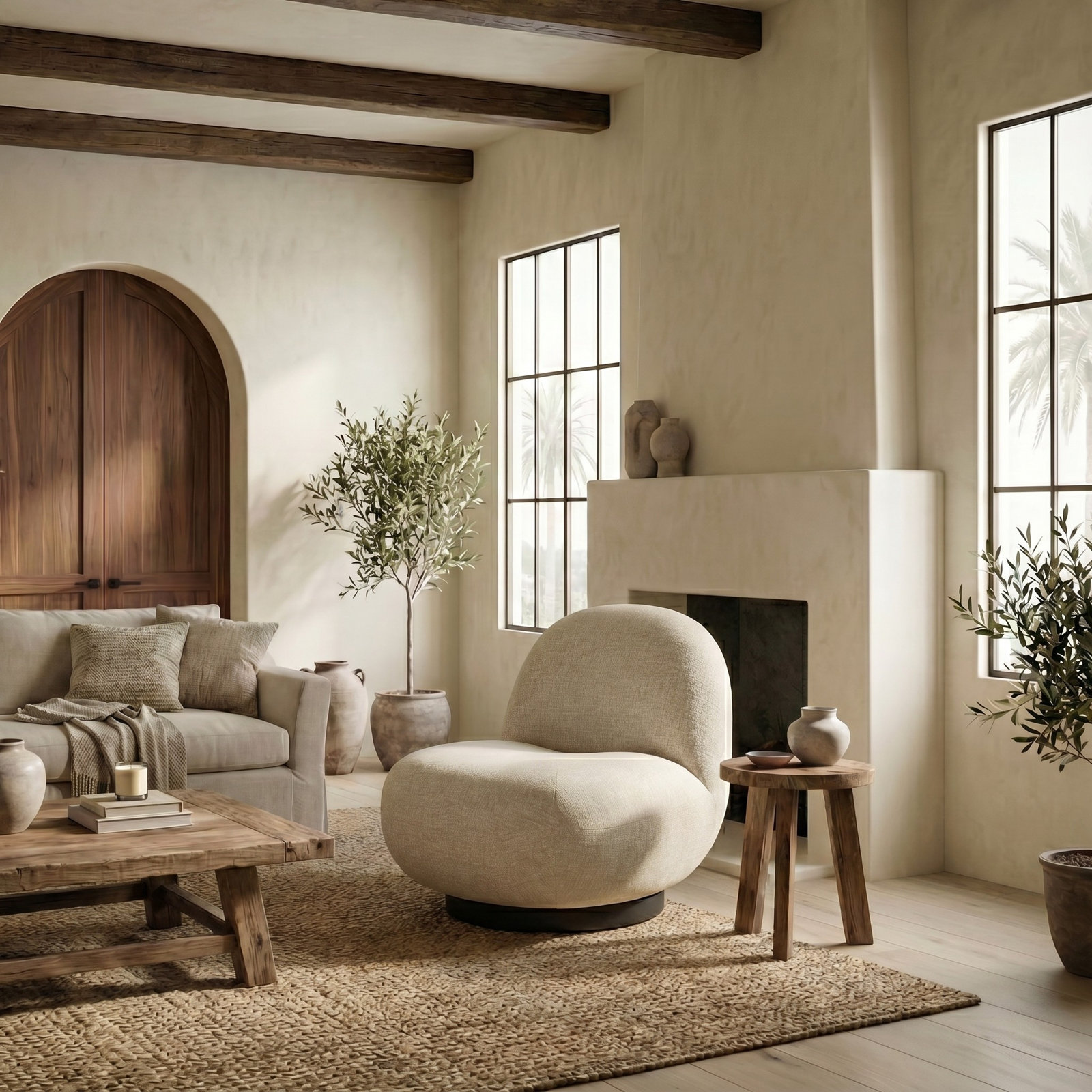 Portsmouth Upholstered Slipper Chair, Taupe chenille