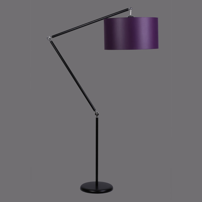 Lampe sur pied à bras pivotant 73 po, Mauve, Noir