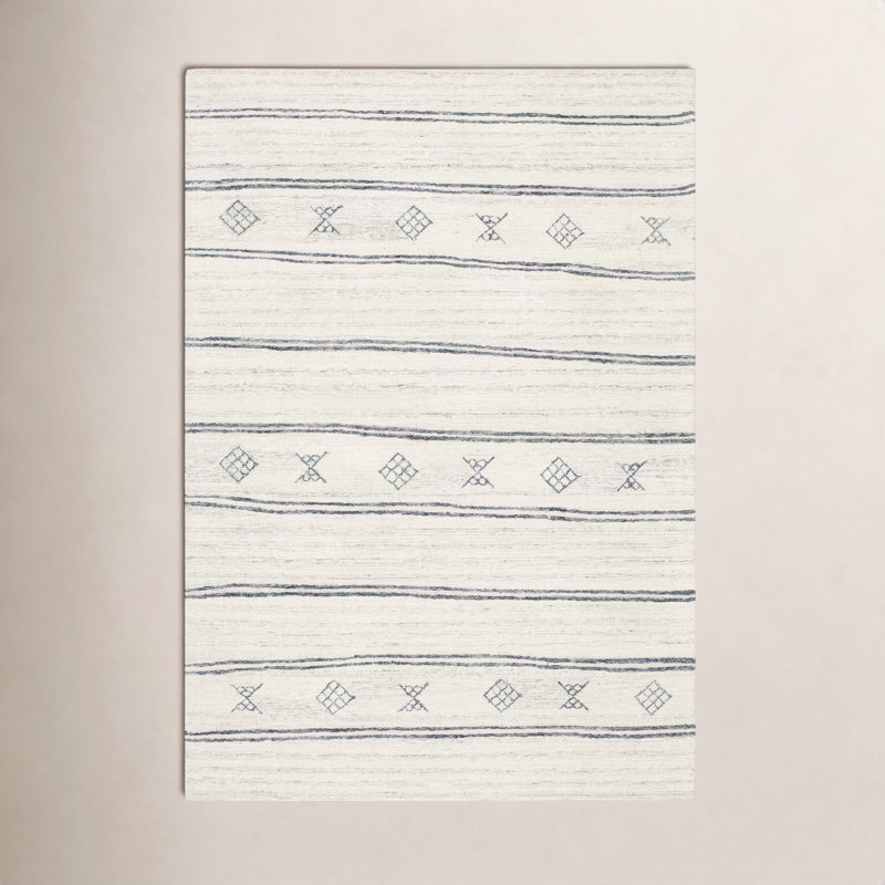 Milada Wool Striped Indoor Rug, Rectangle 8'10" x 12'