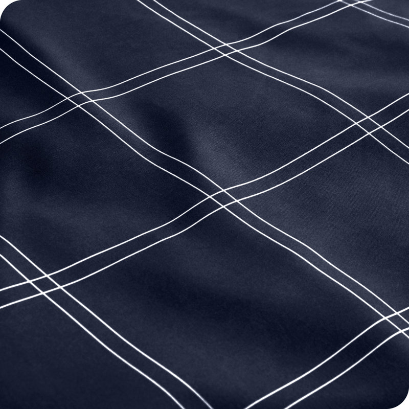 Microfiber Geometric Sheet Set, Twin XL Sheet Set + Fitted Sheet + Pillowcases, Midnight/White