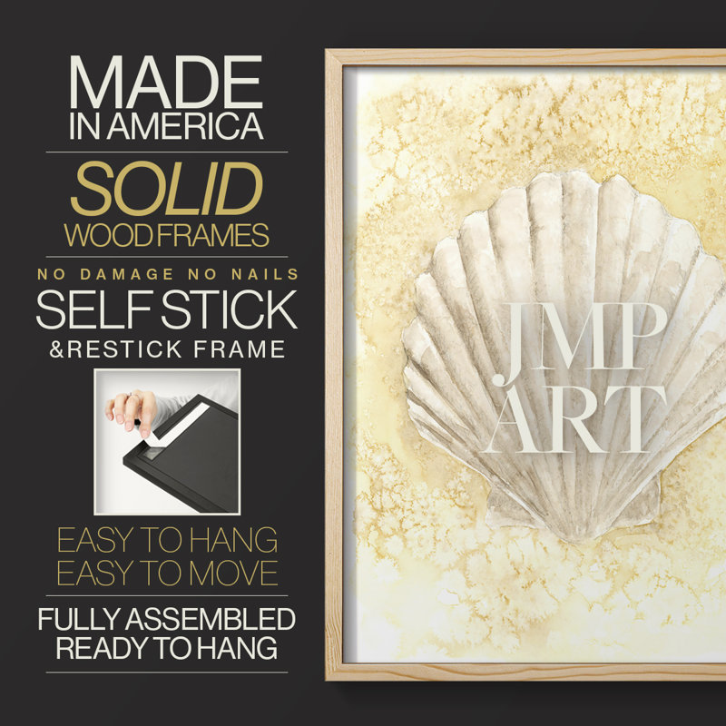 Reproduction encadrée Salty Seashell II - bois massif, H 11 po x l 9 po