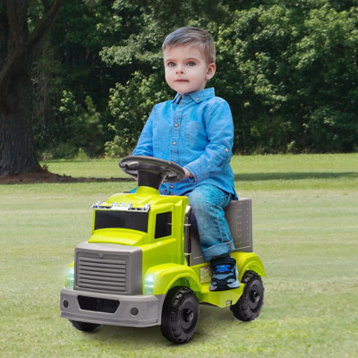 6V Kids Ride-On Truck, Toddler Electric Car w/Music, LED Lights, Storage Compartment, Safe Indoor/Outdoor Toy