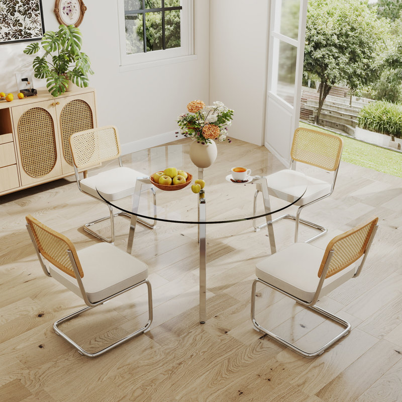 Ensemble de salle à manger 5 pièces, H 29,5 po x L 47 po x l 47 po, Beige