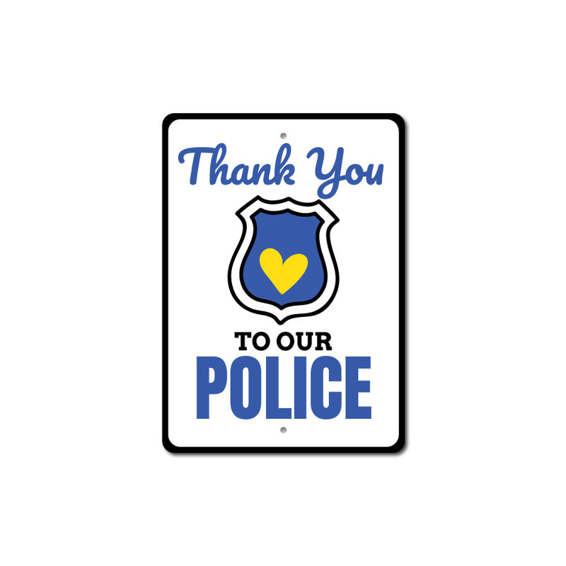 Plaque en aluminium «Police Thank You», H 14 po x l 10 po x P 0,04 po