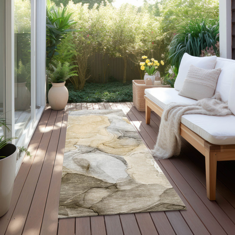 Alfonzo Washable Abstract Indoor / Outdoor Rug, Runner 2'3" x 7'6"