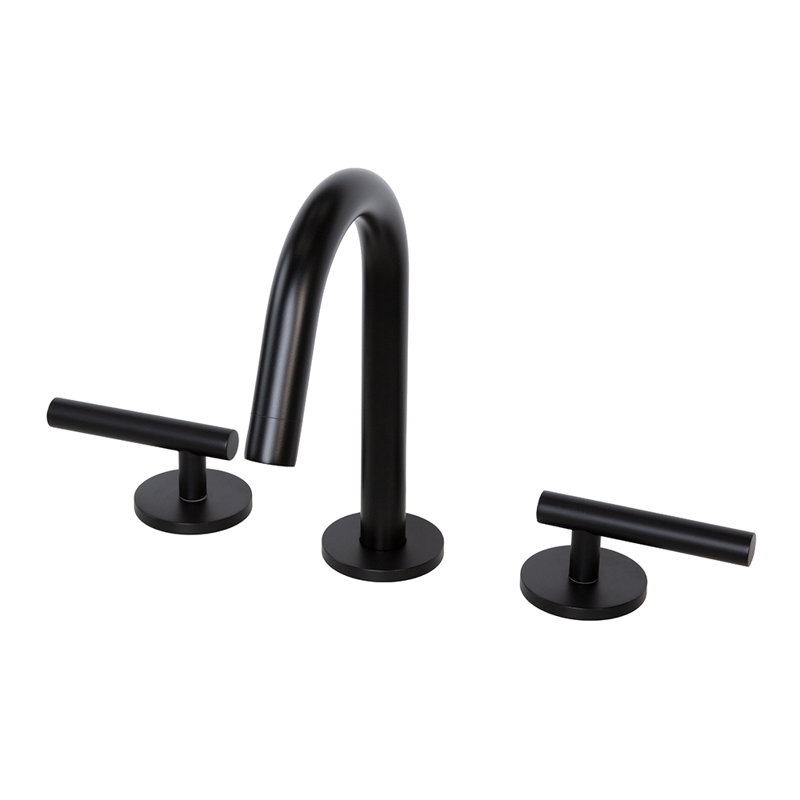 Cigno Deck Mount Widespread Faucet, Matt Black