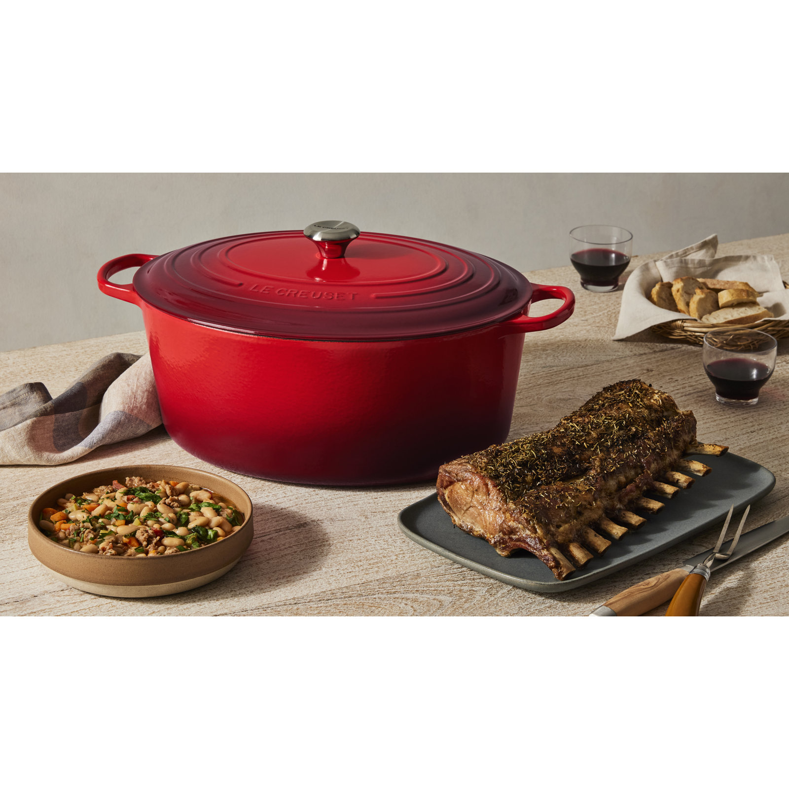 Le Creuset Enameled Cast Iron Oval Dutch Oven with Lid, 15.5 quarts, Cerise