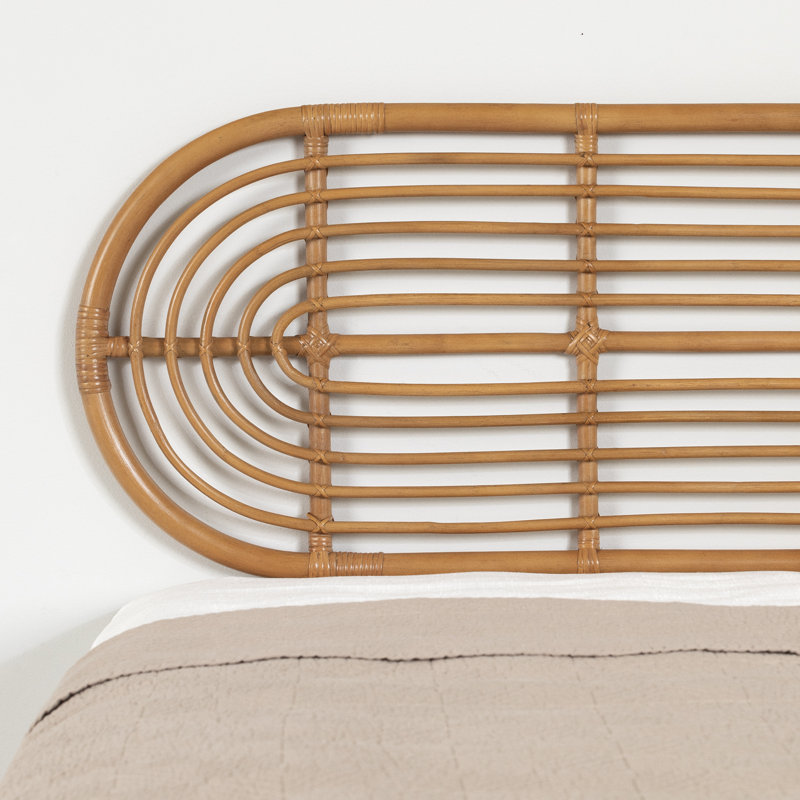 Full Natural Fabric Panel Headboard with Metal Frame