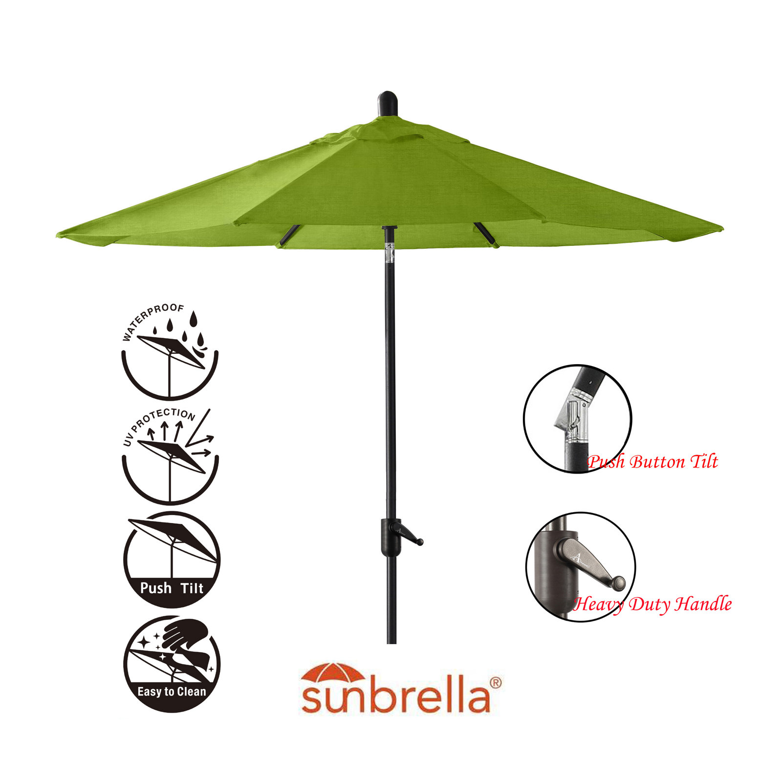 Natalie 8.7' Sunbrella® Market Umbrella, Black Sapphire, Canvas Macaw Sunbrella® Canvas