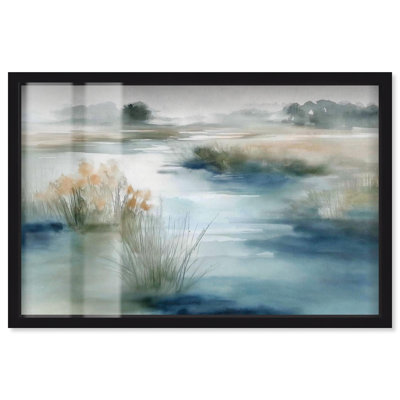 «Hazy River II Landscape Art Shadowbox» par Art Remedy