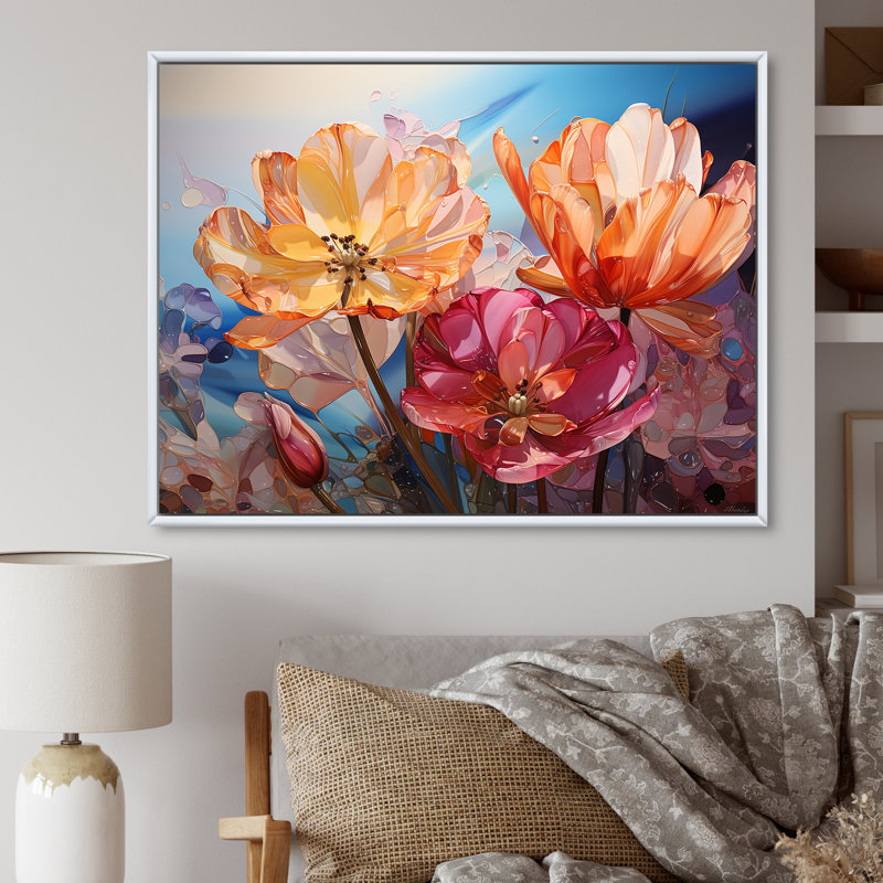 «Glass Tulips», impression sur toile, Cadre flottant blanc, H 16 po x l 32 po x P 1 po