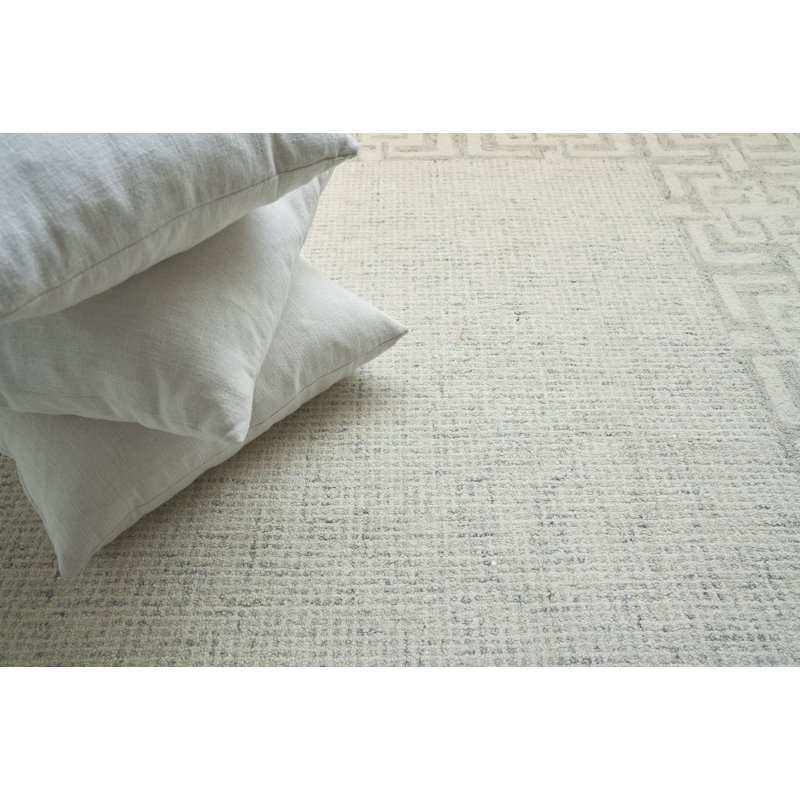 Caprice Oriental Handmade Wool Aqua Area Rug, Taupe/Ivory, Rectangle 12' x 15'