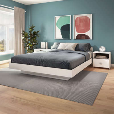 Zen KAPPA Set: Platform Bed & 2 Nightstands with Open Storage by Ebern Designs