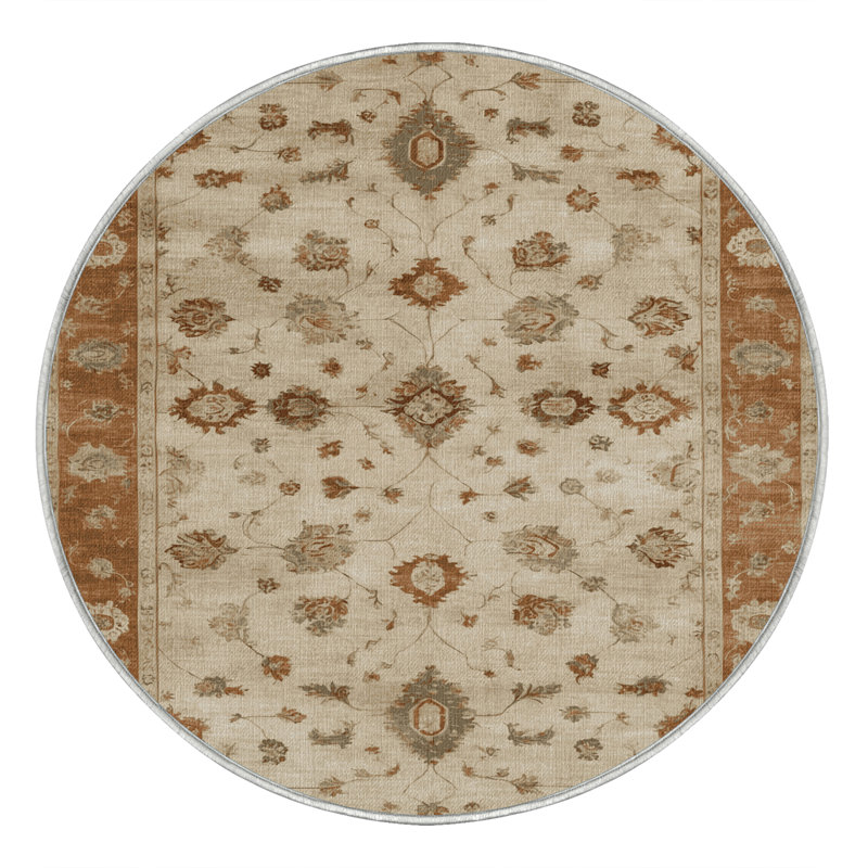 Machine Washable Overdyed Beige Area Rug, Round 6'