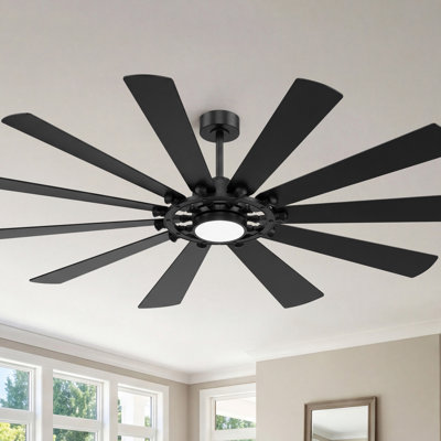 Ventilateur de plafond 72 po avec lumière DEL et télécommande, ventilateur de plafond moderne à 10 pales avec moteur CC réversible silencieux, ventilateur d'intérieur à 6 vitesses pour le salon, la chambre à coucher et la grande pièce