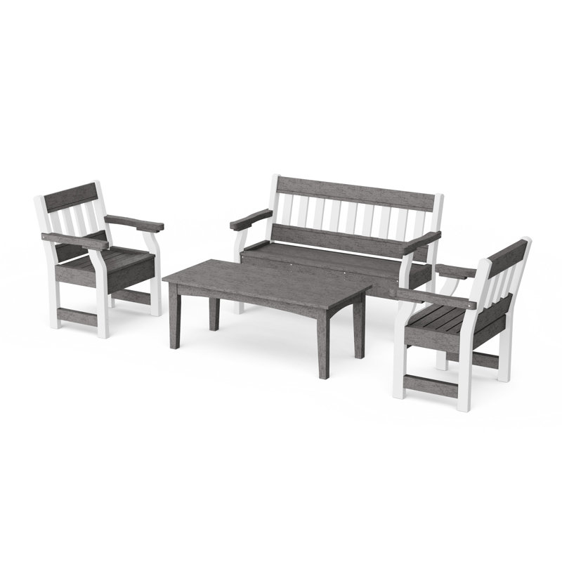 Ensemble de table et banc de jardin 4 pièces Heritage, Dark Gray/White