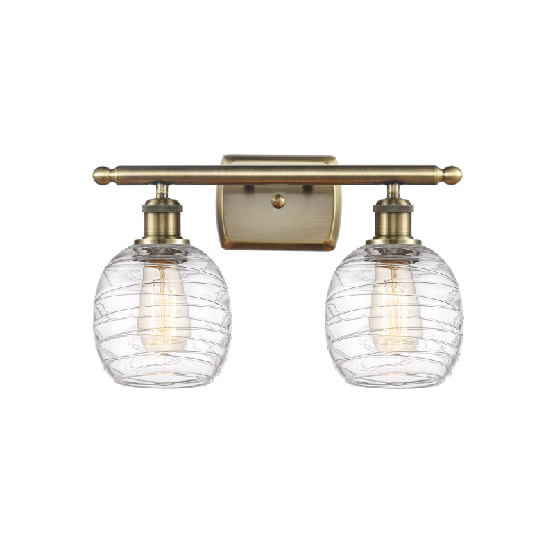 Wolff 2 - Light Dimmable Vanity Light, Incandescent, Antique Brass, Deco Swirl