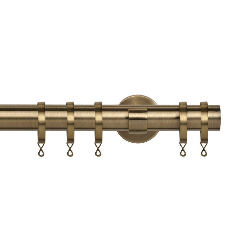 2.8cm Single Curtain Pole, Antique Brass, 250 cm W x 2.8 cm H