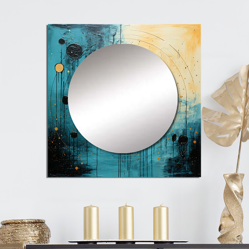 Fleuriane - art abstrait miroir mural carré, 29 po x 29 po