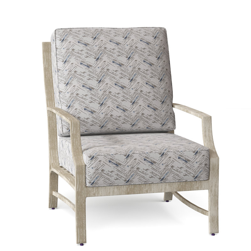 Seal Cove Aluminum Outdoor Lounge Chair, Weathered White, Sesame Sunbrella® Linen