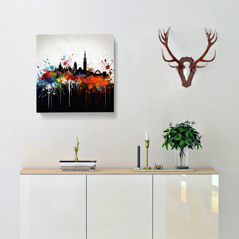 City Of Glasgow Splatter Art - Print, 35cm H x 35cm W x 3cm D