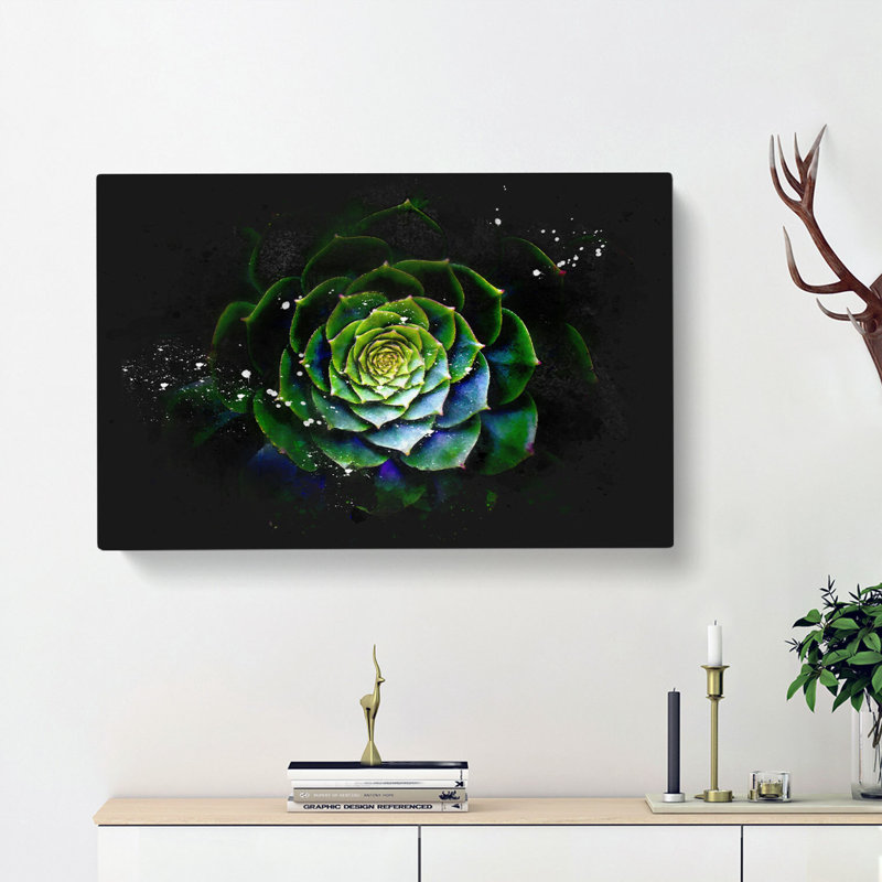 Dark Green Succulent Plant - Wrapped Canvas Print, 60cm H x 91cm W x 3cm D