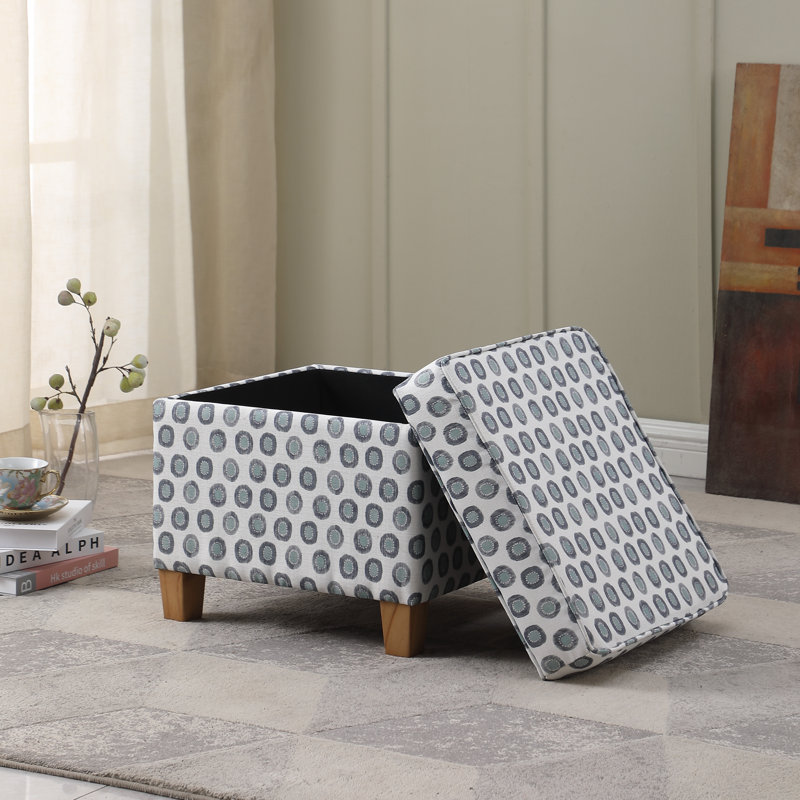 Repose-pieds carré avec rangement 17,5 "Asha, Petit médaillon Ikat