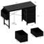 Bureau de 47,3 po avec bloc d'alimentation et 3 tiroirs en tissu. Grande poche latérale. Table d'écriture rectangulaire noire moderne pour le bureau. Structure en métal renforcé, patins réglables. Facile à assembler