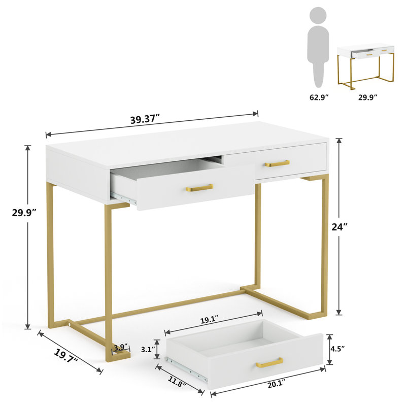 Ceazia Metal Base Writing Desk