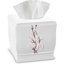 Couvre-boîte à mouchoirs carré - Décoration florale de cerisier blanc et rose - Porte-papier hygiénique en résine pour meubles-lavabos et tables de chevet - Curseur de fond durable