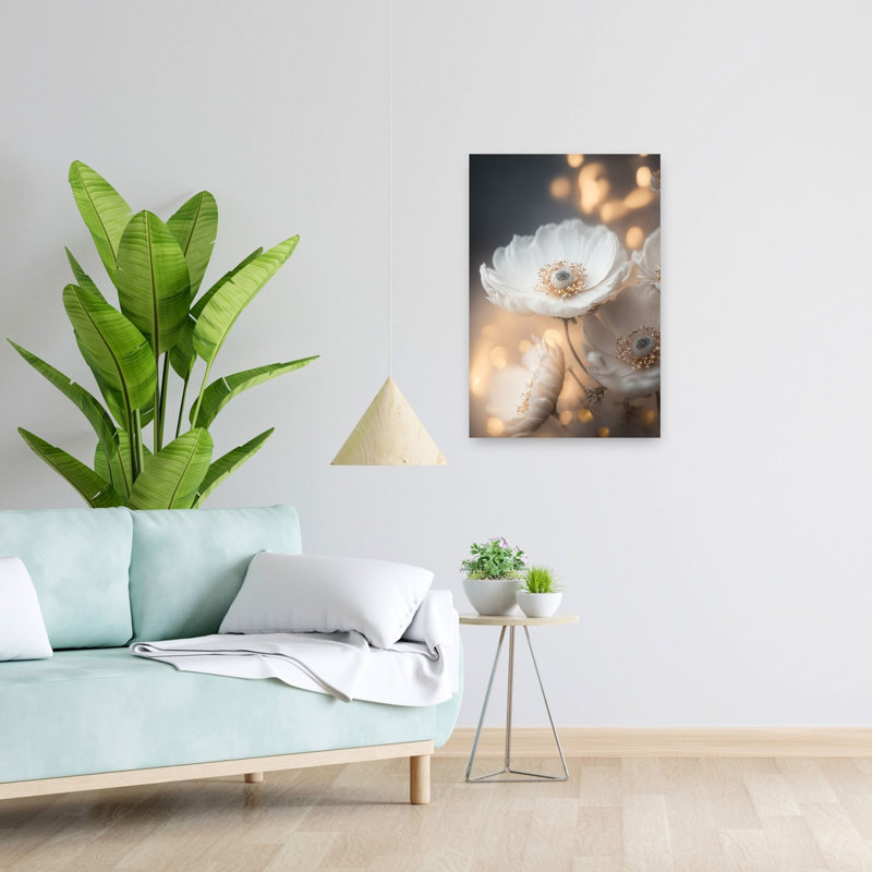 Fleurs éthérées - Affiche murale contemporaine, H 24 po x l 16 po