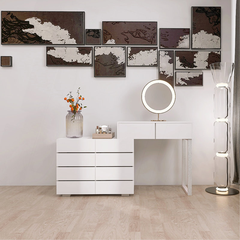 Commode de bureau 10 tiroirs sans poignée