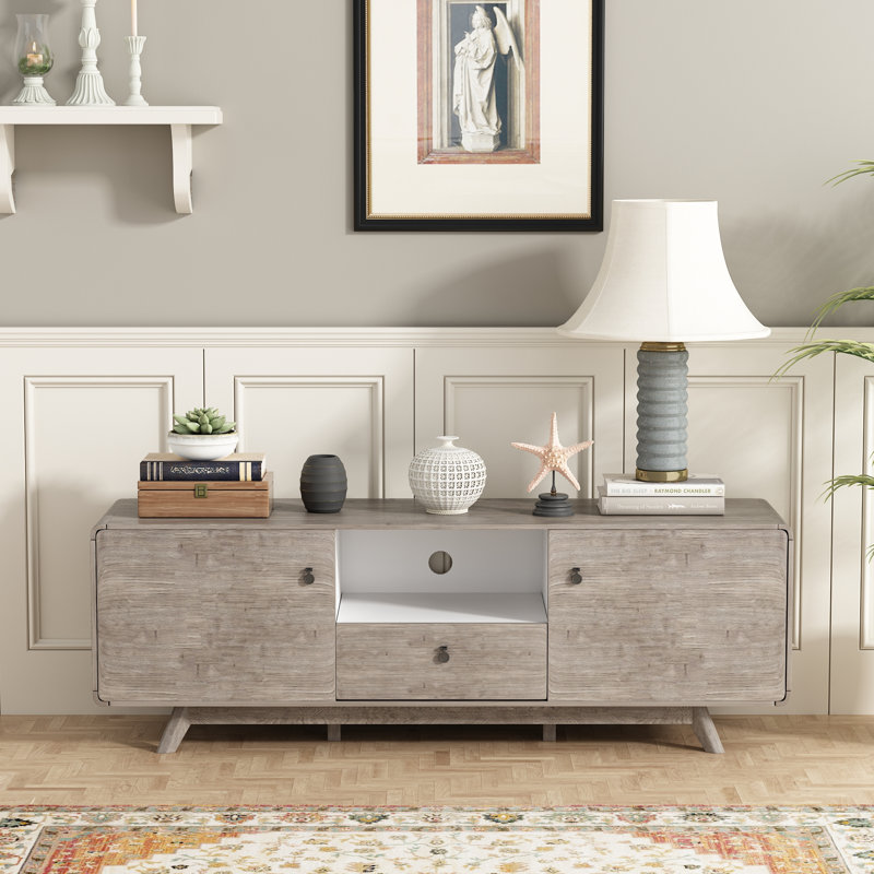 Console multimédia de 58,4 po de largeur pour téléviseur de 65 po ou moins, Brun