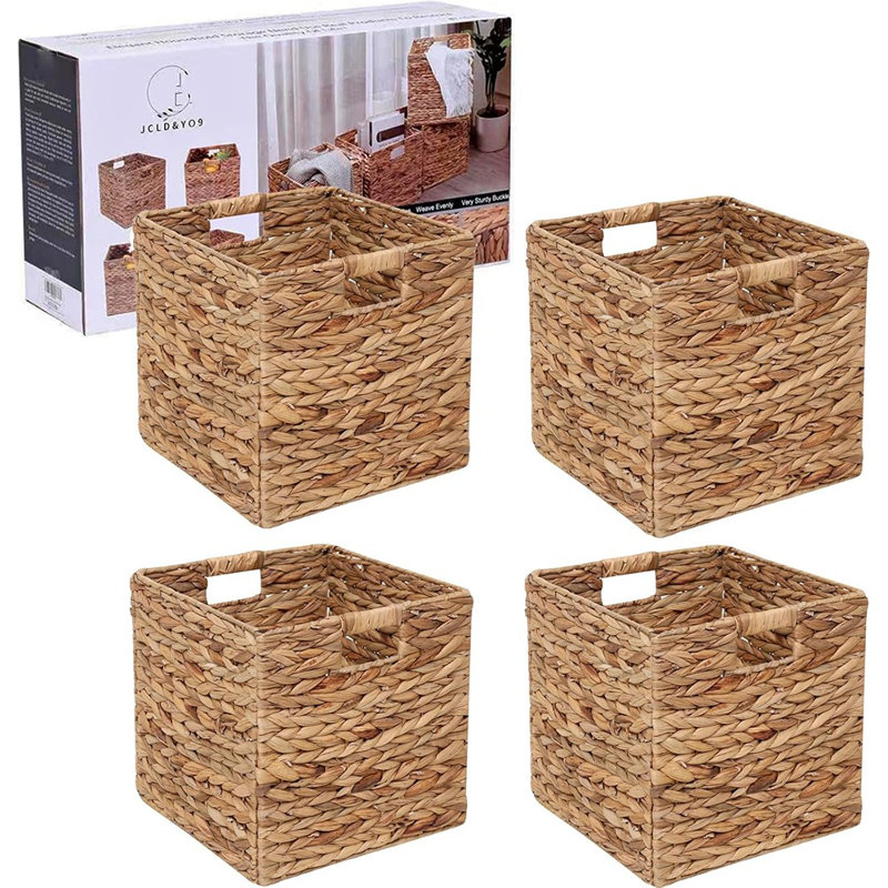 Cubes de rangement pliables tissés à la main - Paniers en osier et bacs à linge pour la maison -