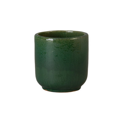 Pot à fleurs rond en céramique verte Barrel de 10 po (L 10 po x l 10 po x H 11 po) traitement à feu élevé avec trou de drainage