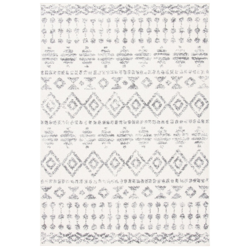 Tapis ivoire / gris Gulledge Southwestern, Rectangle 6 pi 7 po x 8 pi 7 po