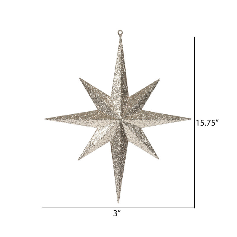 Ornement étoile de Bethléem scintillant, Rouge, H 12 po x l 12 po x P 2 po