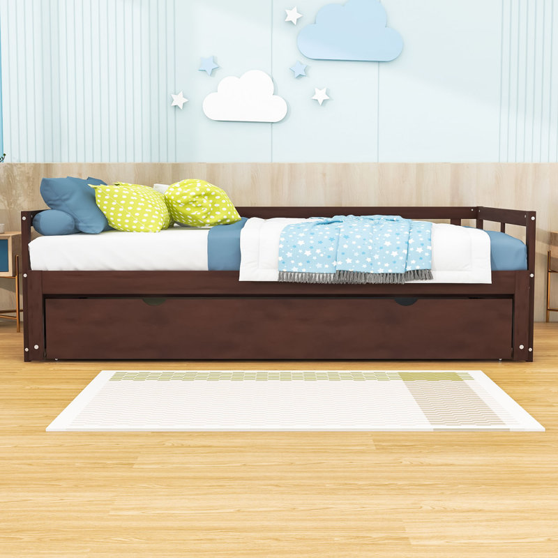 Dovber Twin Size Wooden Daybed with Trundle, Espresso