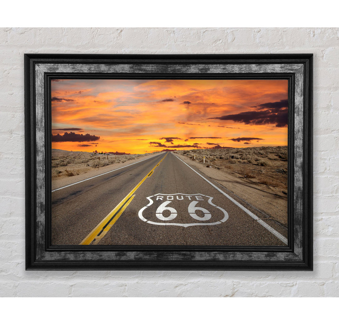 Route 66 Sonnenuntergang - Einzelne Bilderrahmen Kunstdrucke